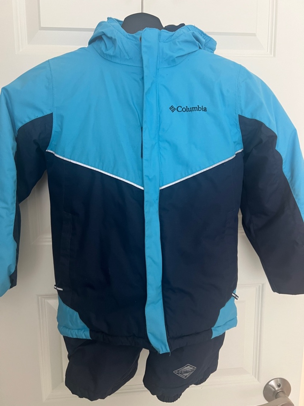 Columbia Blue and Navy ski  Kids jacket and  bib set